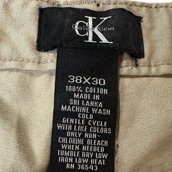 Calvin Klein Tan Chinos Classic Fit Cotton khaki pants Size 38 X 30 NEW - Picture 3 of 6